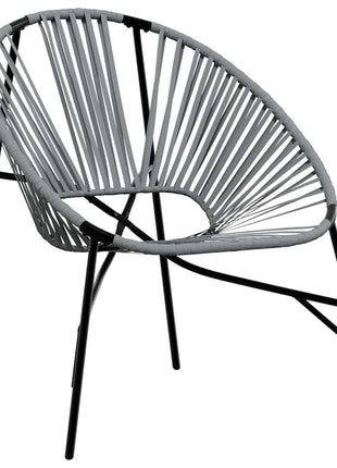 Tuinstoel Egg poly rattan zwart en lichtgrijs
