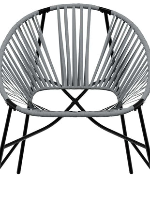 Tuinstoel Egg poly rattan zwart en lichtgrijs