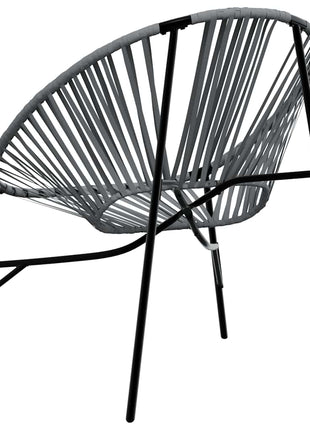 Tuinstoel Egg poly rattan zwart en lichtgrijs