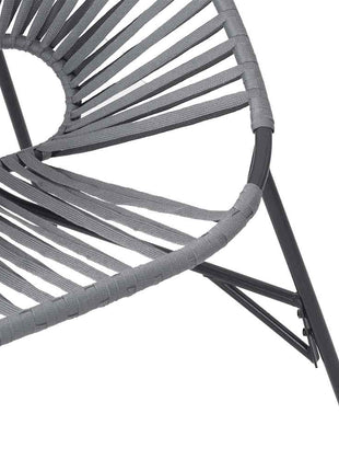 Tuinstoel Egg poly rattan zwart en lichtgrijs