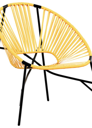 Tuinstoel Egg poly rattan zwart en geel