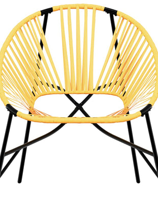 Tuinstoel Egg poly rattan zwart en geel