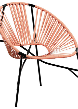 Tuinstoel Egg poly rattan zwart en oranje