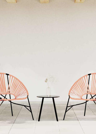 Tuinstoel Egg poly rattan zwart en oranje