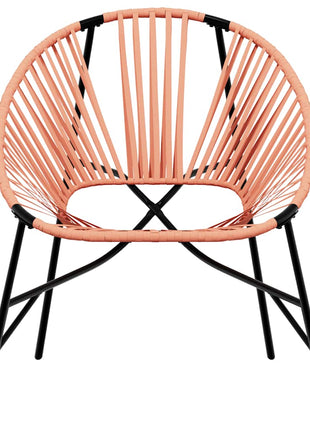 Tuinstoel Egg poly rattan zwart en oranje
