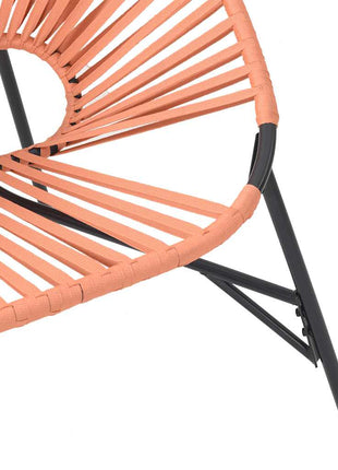 Tuinstoel Egg poly rattan zwart en oranje