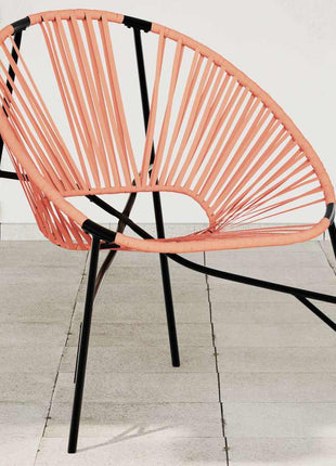 Tuinstoel Egg poly rattan zwart en oranje