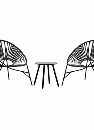 Set tuinstoelen 3-delig poly rattan zwart