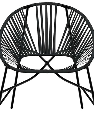Set tuinstoelen 3-delig poly rattan zwart