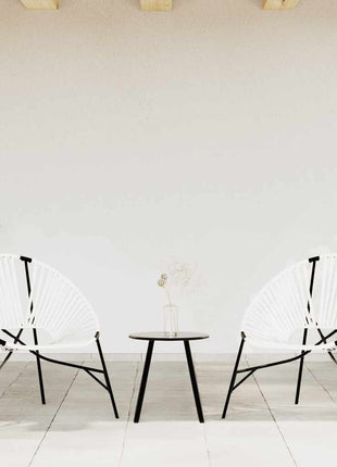 Tuinstoelenset 3-delig poly rattan zwart en wit