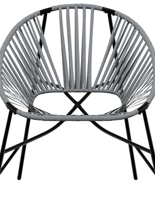 Set tuinstoelen 3-delig poly rattan zwart en lichtgrijs