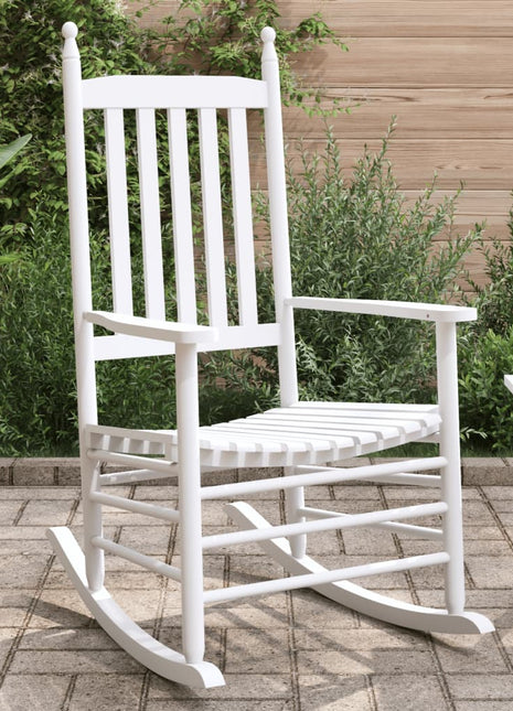 Schommelstoelen met gebogen zitting 2 st massief vurenhout wit