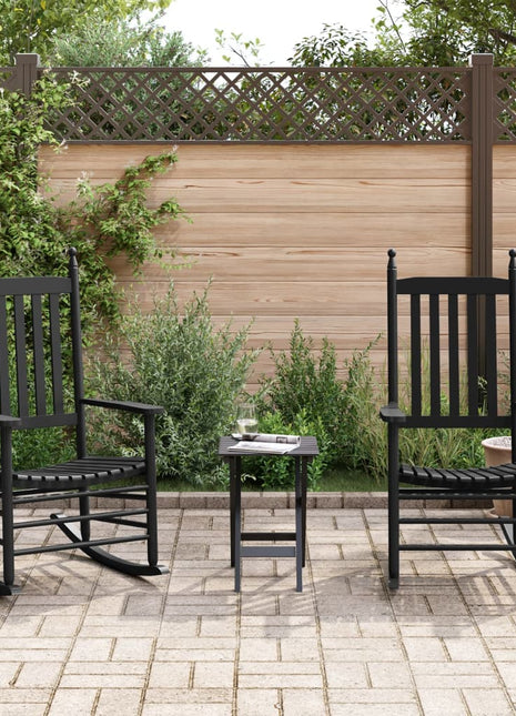 Schommelstoelen 2 st met inklapbare tafel populierenhout zwart