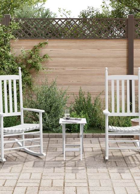 Schommelstoelen 2 st met inklapbare tafel populierenhout wit