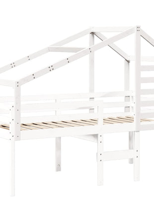 Kinderbedhuisje 198x97x113 cm massief grenenhout wit