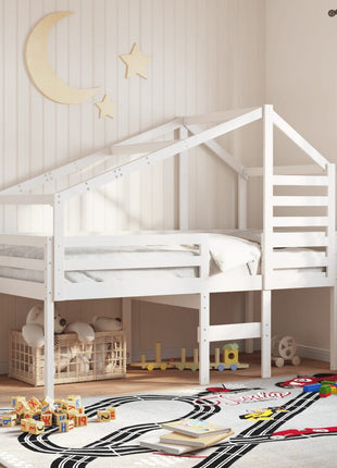 Kinderbedhuisje 198x97x113 cm massief grenenhout wit