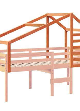 Kinderbedhuisje 198x97x113 cm massief grenenhout wasbruin