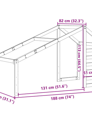 Kinderbedhuisje 188x82x113 cm massief grenenhout wasbruin