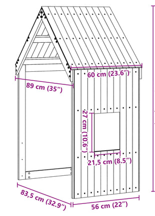 Kinderbedhuisje 60x89x134,5 cm massief grenenhout wasbruin