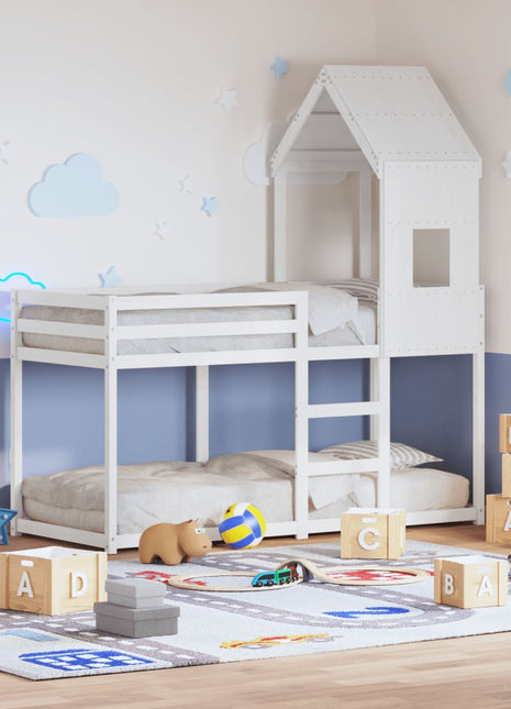 Kinderbedhuisje 60x99x139,5 cm massief grenenhout wit