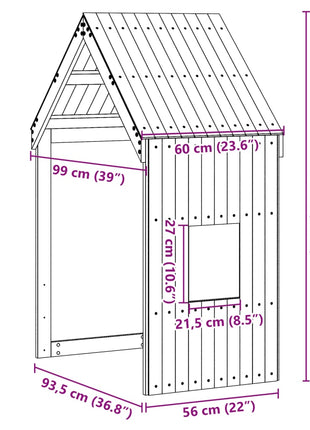 Kinderbedhuisje 60x99x139,5 cm massief grenenhout wasbruin