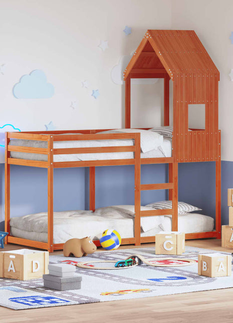 Kinderbedhuisje 60x99x139,5 cm massief grenenhout wasbruin
