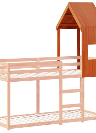 Kinderbedhuisje 55x99x139,5 cm massief grenenhout wasbruin
