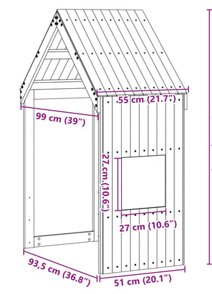 Kinderbedhuisje 55x99x139,5 cm massief grenenhout wasbruin