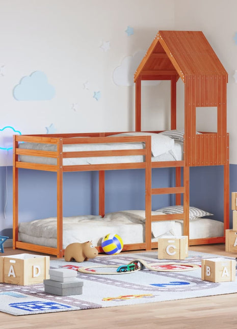 Kinderbedhuisje 55x99x139,5 cm massief grenenhout wasbruin