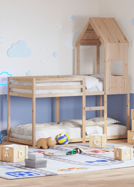 Kinderbedhuisje 55x84x132 cm massief grenenhout
