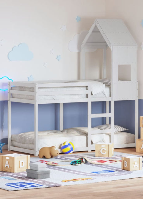Kinderbedhuisje 55x84x132 cm massief grenenhout wit
