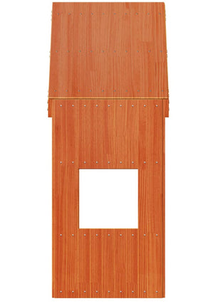 Kinderbedhuisje 55x84x132 cm massief grenenhout wasbruin