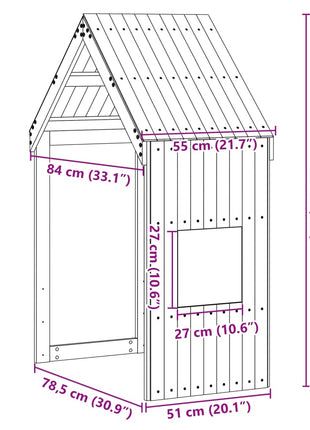 Kinderbedhuisje 55x84x132 cm massief grenenhout wasbruin