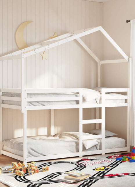 Kinderbedhuisje 213x95,5x144,5 cm massief grenenhout wit