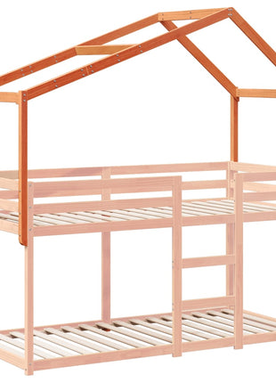 Kinderbedhuisje 203x95,5x142 cm massief grenenhout wasbruin