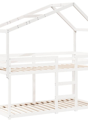 Kinderbedhuisje 203x80,5x142 cm massief grenenhout wit