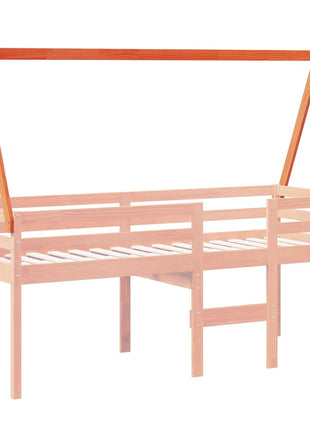 Kinderbedhuisje 209x95,5x88 cm massief grenenhout wasbruin
