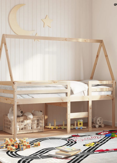Kinderbedhuisje 209x85,5x88 cm massief grenenhout