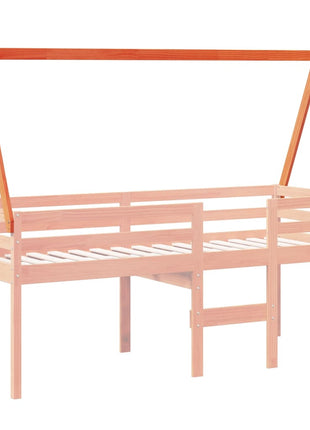 Kinderbedhuisje 209x85,5x88 cm massief grenenhout wasbruin