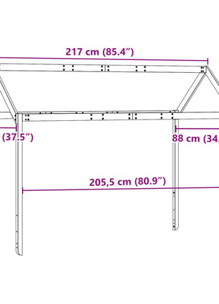 Kinderbedhuisje 217x95,5x159 cm massief grenenhout