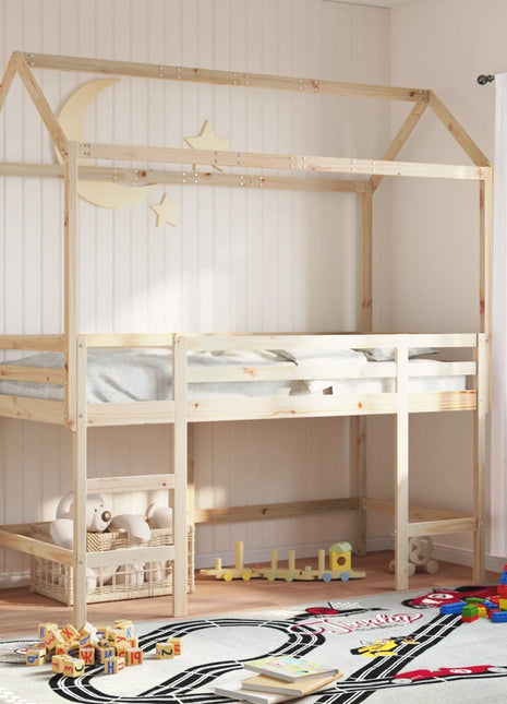 Kinderbedhuisje 217x95,5x159 cm massief grenenhout