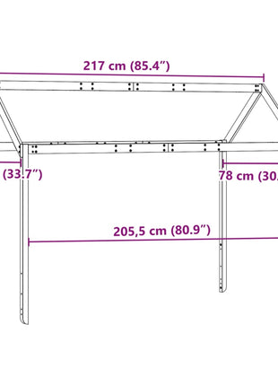 Kinderbedhuisje 217x85,5x154 cm massief grenenhout