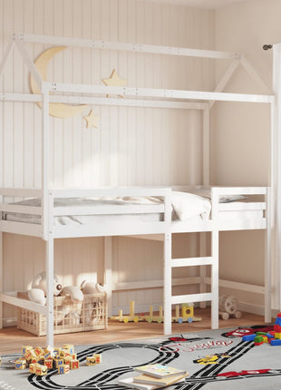 Kinderbedhuisje 217x85,5x154 cm massief grenenhout wit