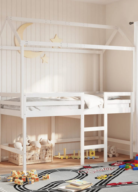 Kinderbedhuisje 217x85,5x154 cm massief grenenhout wit