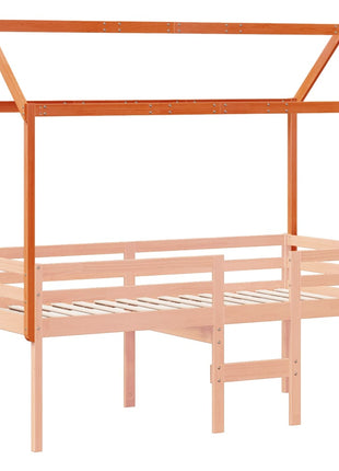 Kinderbedhuisje 217x85,5x154 cm massief grenenhout wasbruin