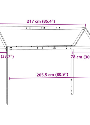 Kinderbedhuisje 217x85,5x154 cm massief grenenhout wasbruin