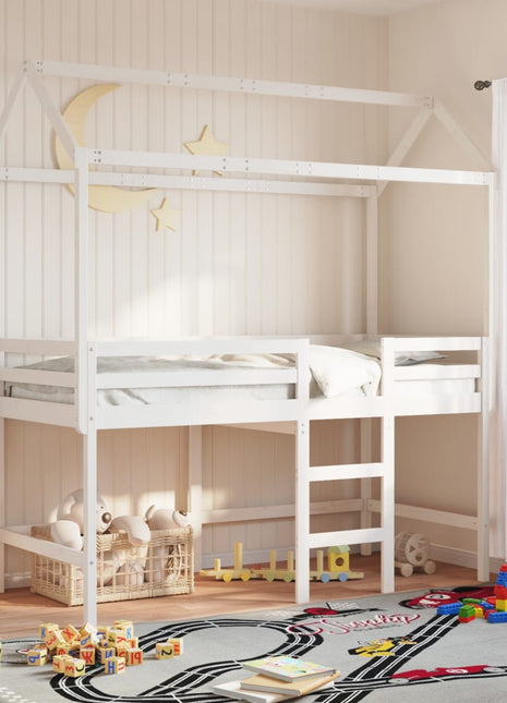 Kinderbedhuisje 207x95,5x159 cm massief grenenhout wit