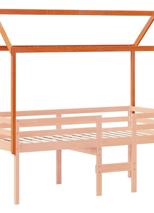 Kinderbedhuisje 207x95,5x159 cm massief grenenhout wasbruin