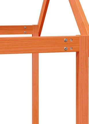 Kinderbedhuisje 207x95,5x159 cm massief grenenhout wasbruin