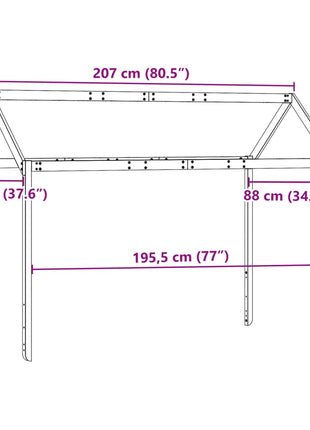 Kinderbedhuisje 207x95,5x159 cm massief grenenhout wasbruin